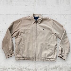 Polo by Ralph Lauren Beige Zip-Front Bomber Jacket